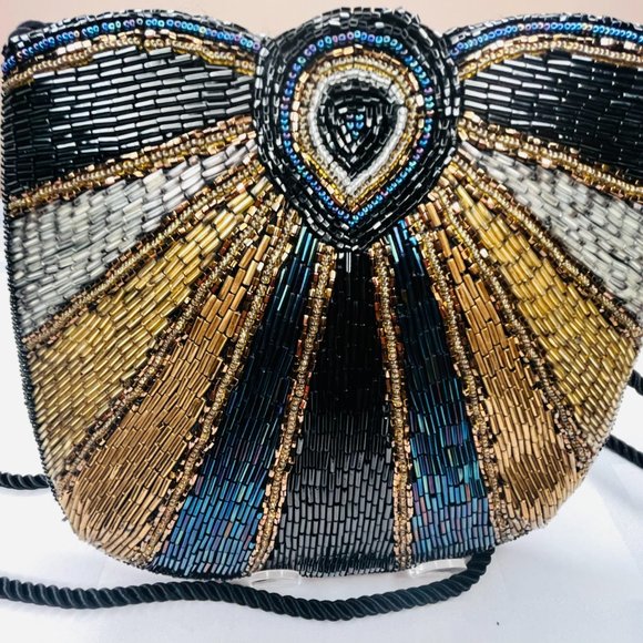 ✨ Gold & Bronze Beaded Art Deco Evening Bag – American Vintage - Picture 2 of 10